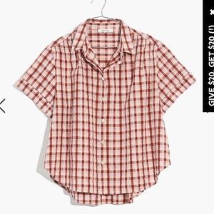 NWT Madewell Seersucker Baybrook Shirt in Plaid, Size S